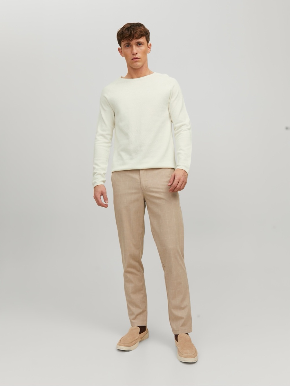 Jack & Jones Cream Crewneck Lightweight Men's Sweater